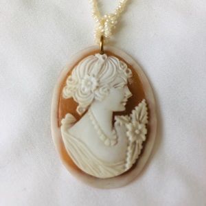 Victorian Cameo Pearl & Bead Necklace